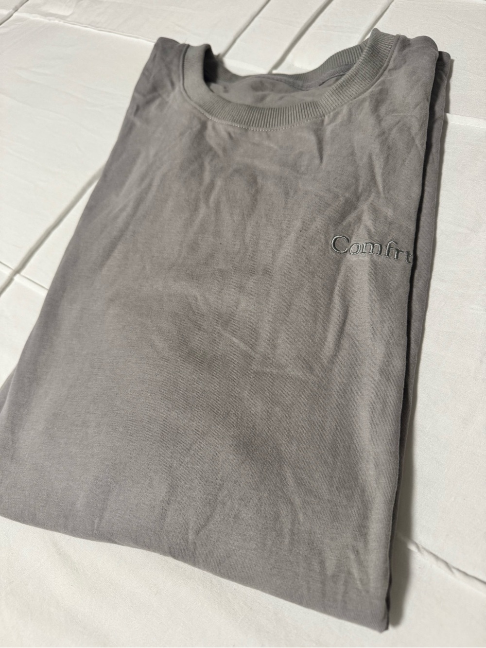 Comfort Never Worn Embroidered Grey Oversized Sleep Shirt - Women